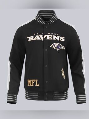 NFL BALTIMORE RAVENS PRO GAME DAY MEN'S DBL KNIT JACKET SIZE LARGE